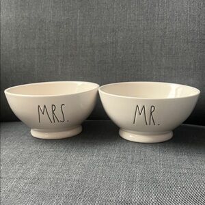 Rae Dunn White 'Mr.' And ‘Mrs.’ Ceramic Bowl Set